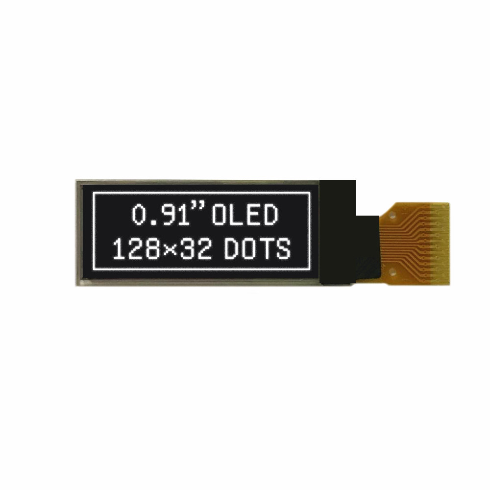 0.91 inch PMOLED 128 x 32 Resolution SSD1306 Driver IC White (Monochrome) with I2C for Small Display Screen