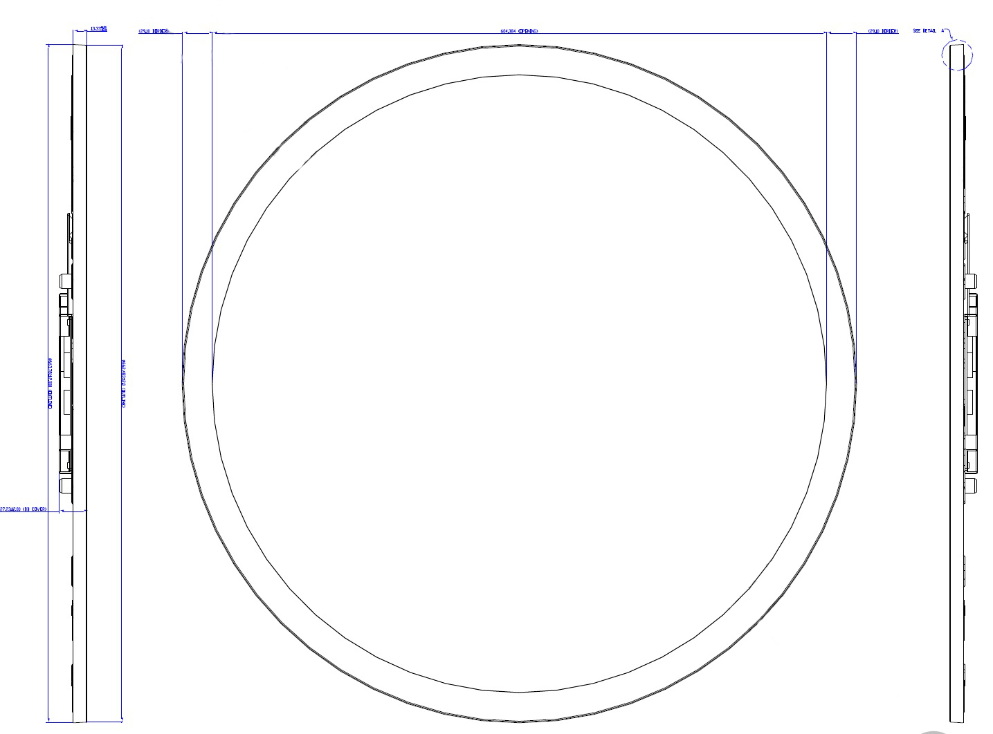 23.6 inch 848 x848 round LCD 700 Brightness with LVDS interface for Commercial Digital Display