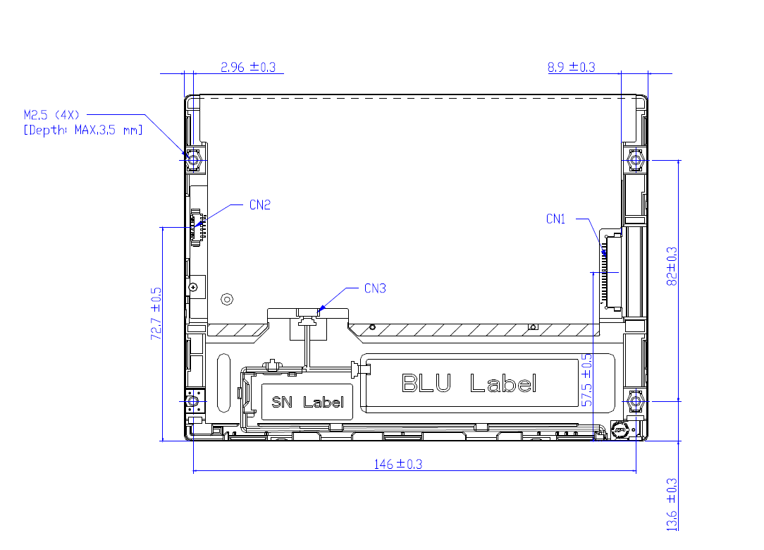 6.5 inch 640x3(RGB) x 480 pixel with 1 channel LVDS Inteface Display