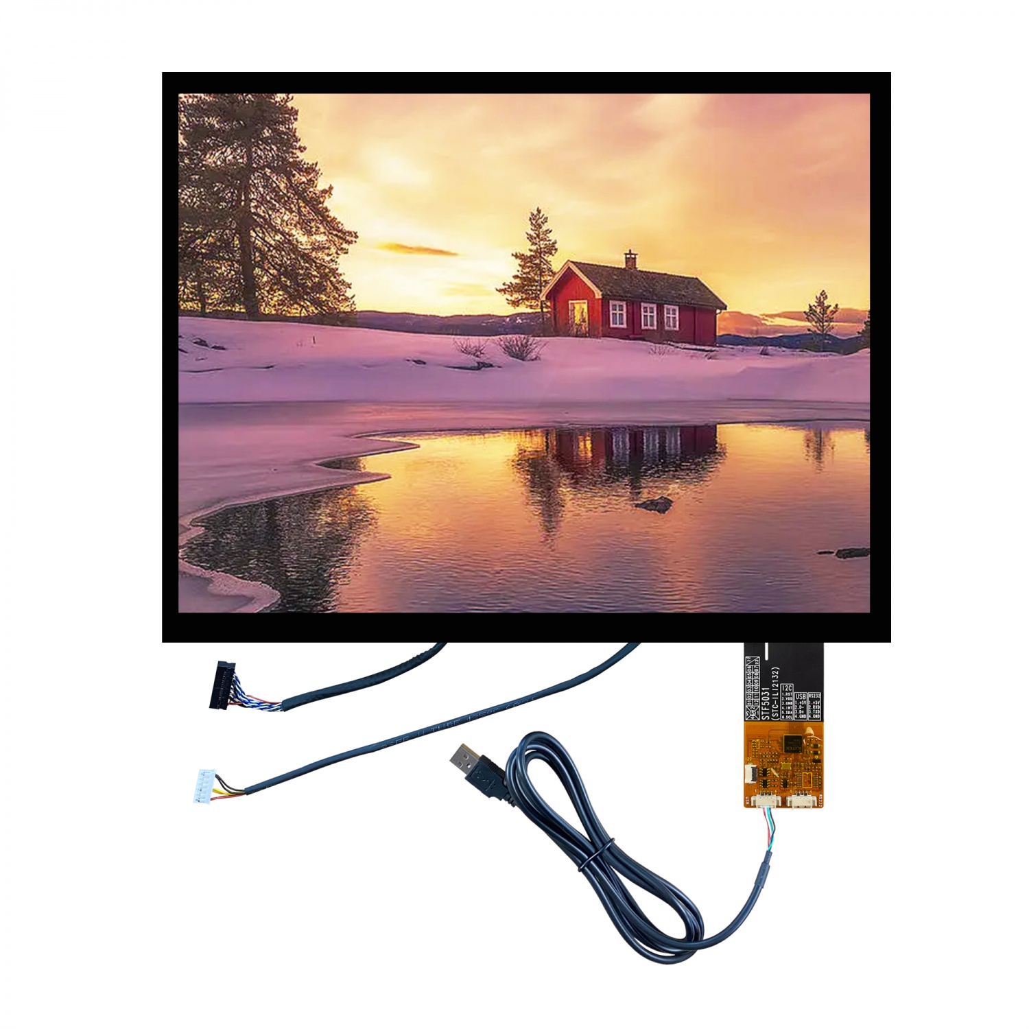 12.1-inch LCD with touch screen, frame bonding, 1024×768